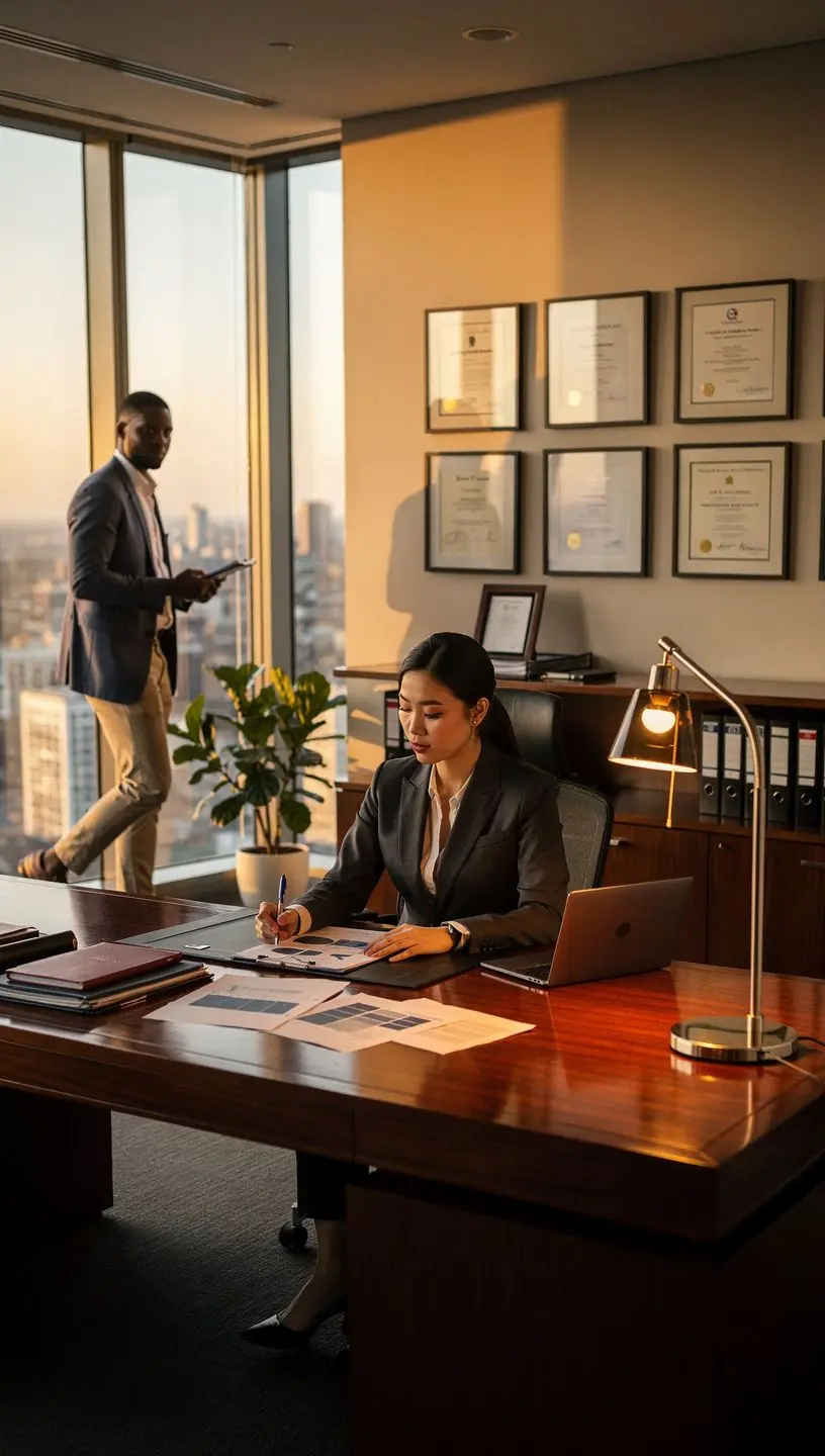 Stylowe biuro z roślinami poprawiającymi jakość powietrza i samopoczucie.