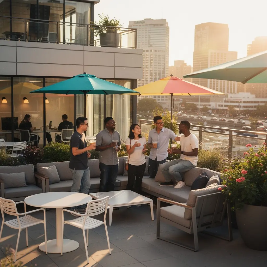 Przykład minimalistycznego biura, które sprzyja efektywnej pracy zespołowej.